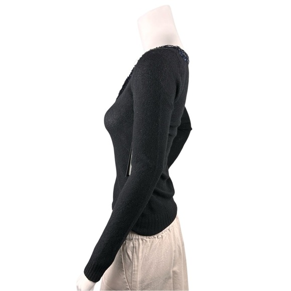 Cashmere Sequined Christopher Fischer  Sweater Black Mob Wife esthetic Size XS-S - Picture 2 of 11